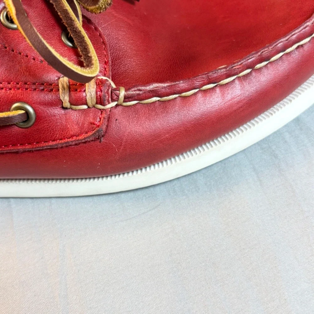 Allen Edmonds Maritime  Boat deck Shoes men's 9d red leather Nautical